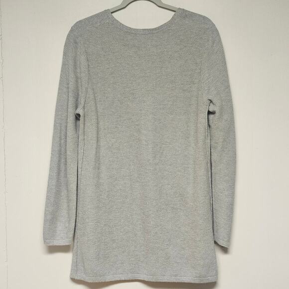 J Jill Gray Knit Silk Wool Blend Tunic Sweater Quiet Luxury Minimalist Size M - Picture 5 of 5